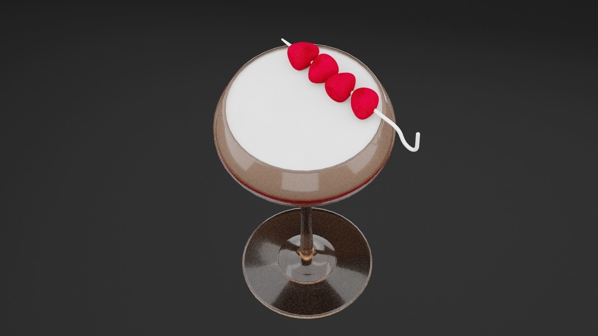 Raspberry Cocktail Low-poly 3D model_4