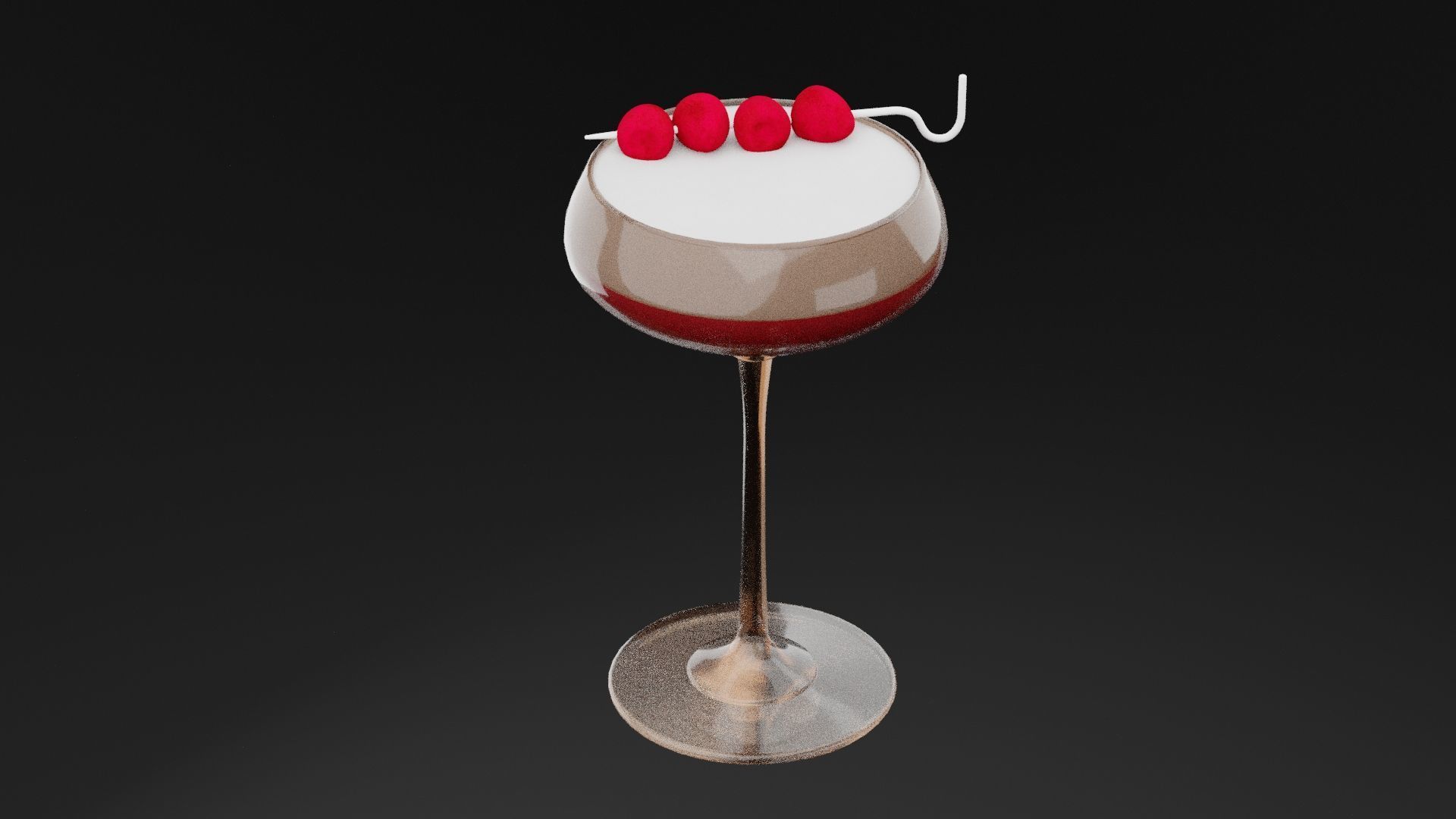 Raspberry Cocktail Low-poly 3D model_3