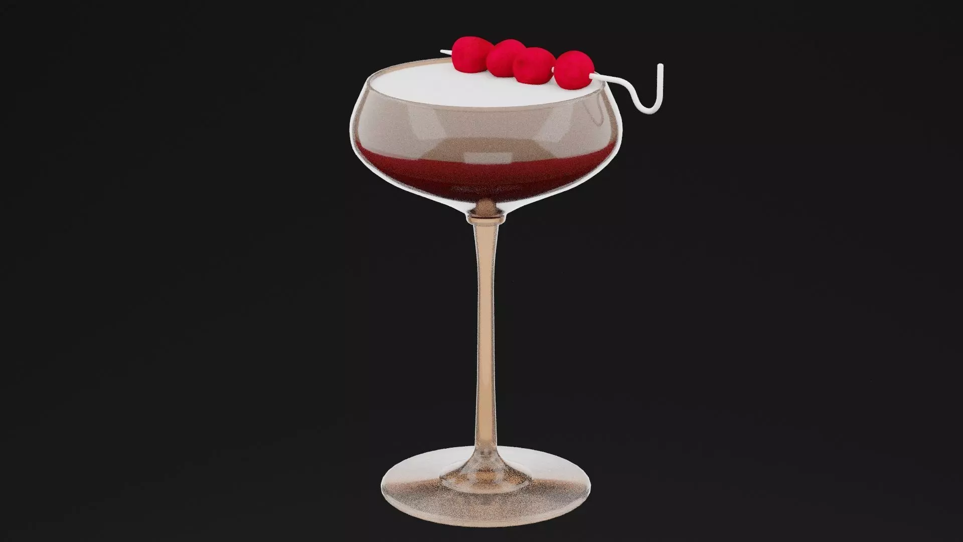 Raspberry Cocktail Low-poly 3D model_0