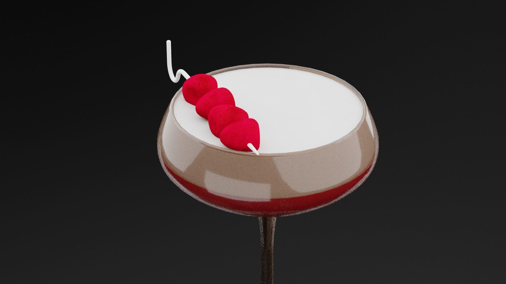 Raspberry Cocktail Low-poly 3D model_2