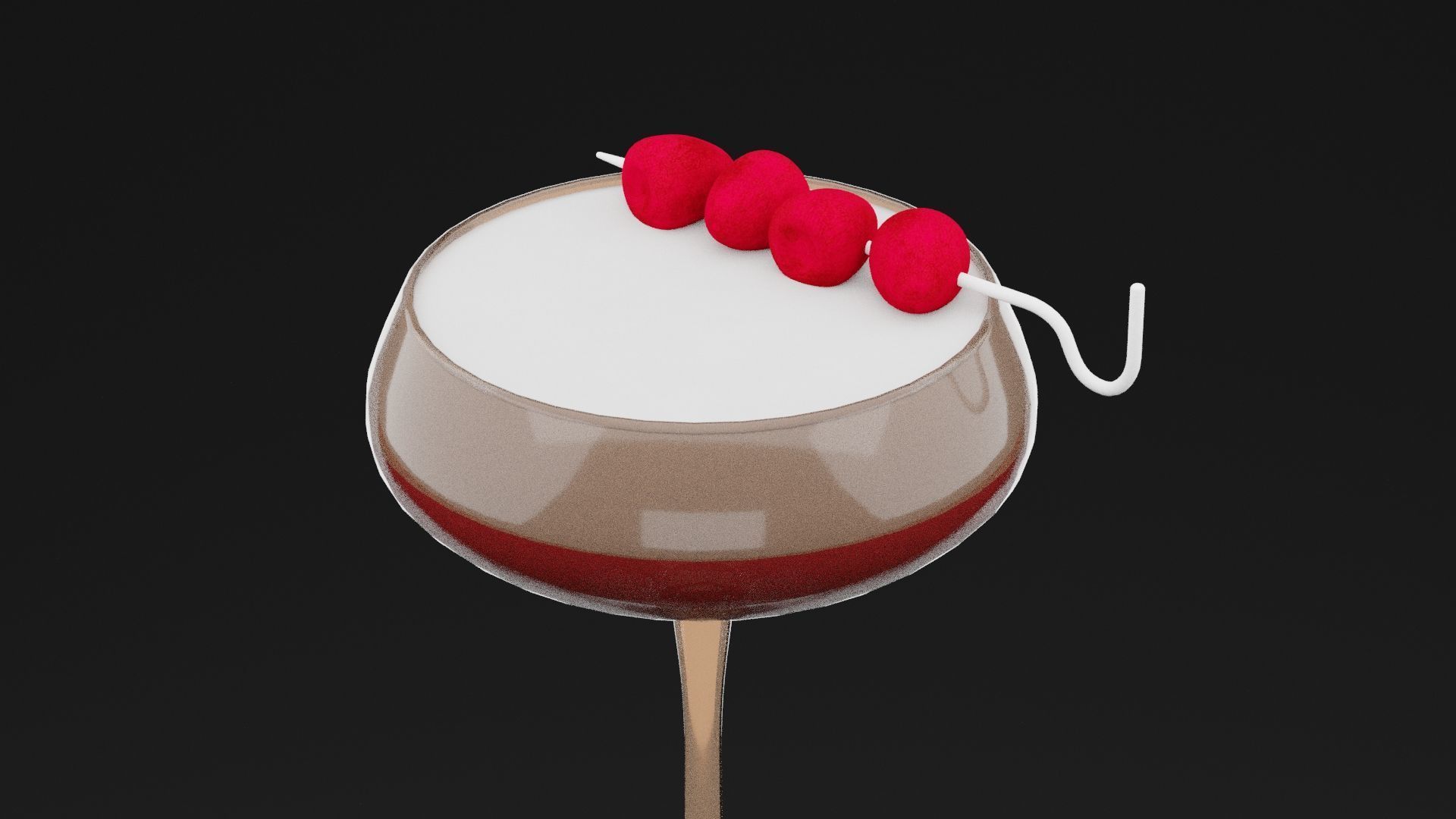 Raspberry Cocktail Low-poly 3D model_1