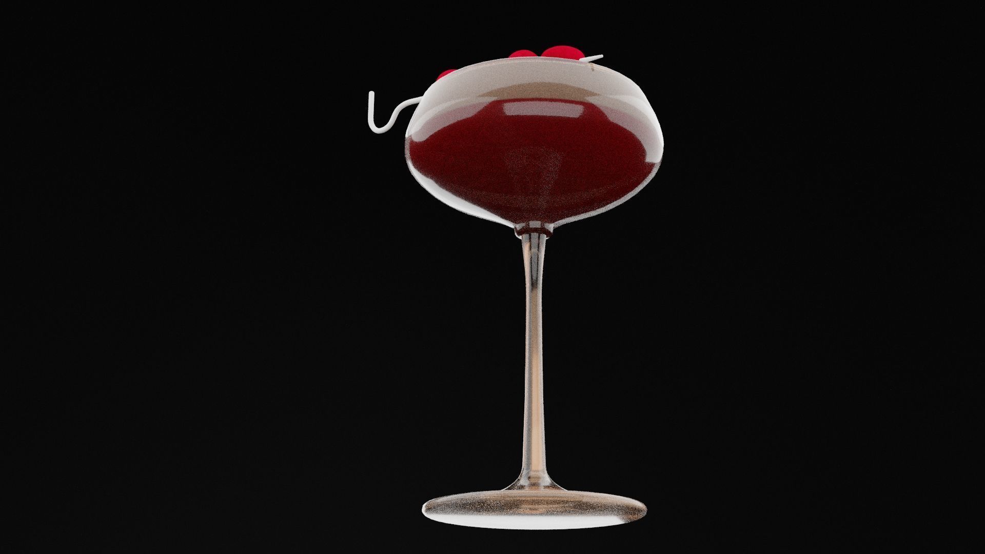 Raspberry Cocktail Low-poly 3D model_5