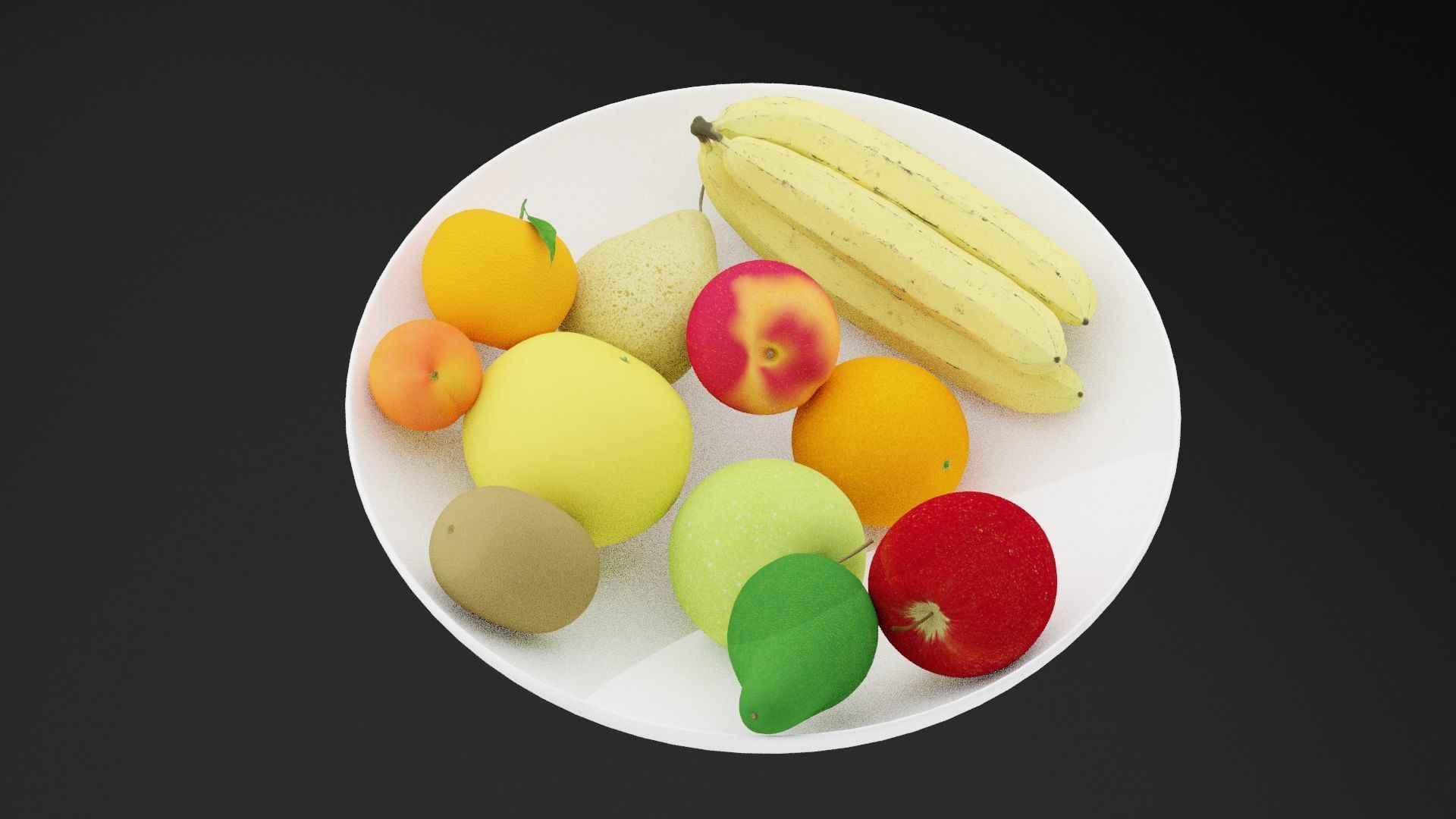 Random Fruit Bowl Low-poly 3D model_5