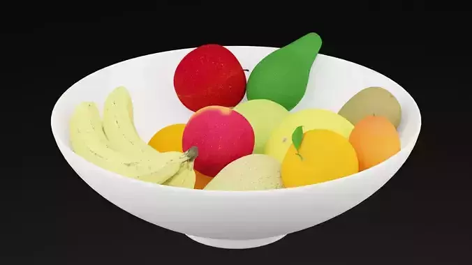Random Fruit Bowl Low-poly 3D model