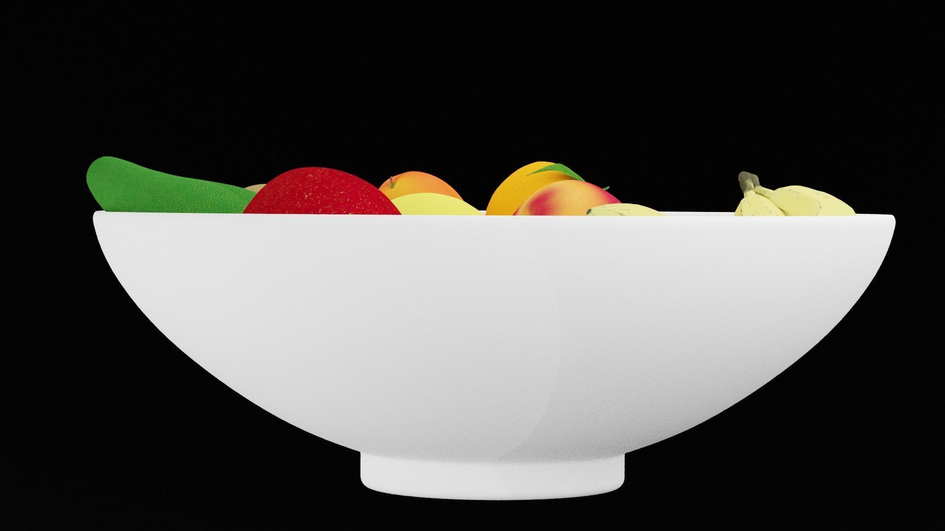 Random Fruit Bowl Low-poly 3D model_2