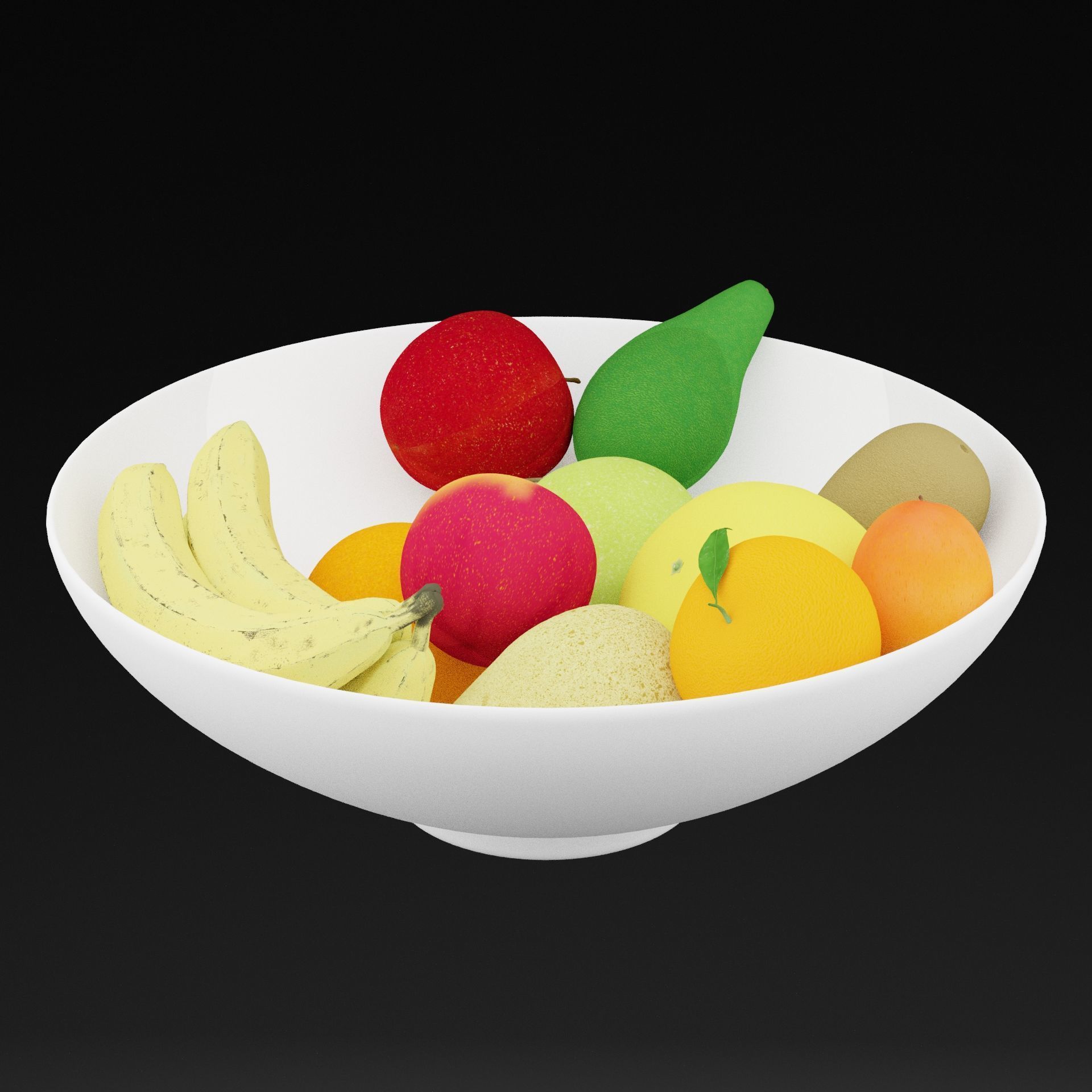 Random Fruit Bowl Low-poly 3D model_6