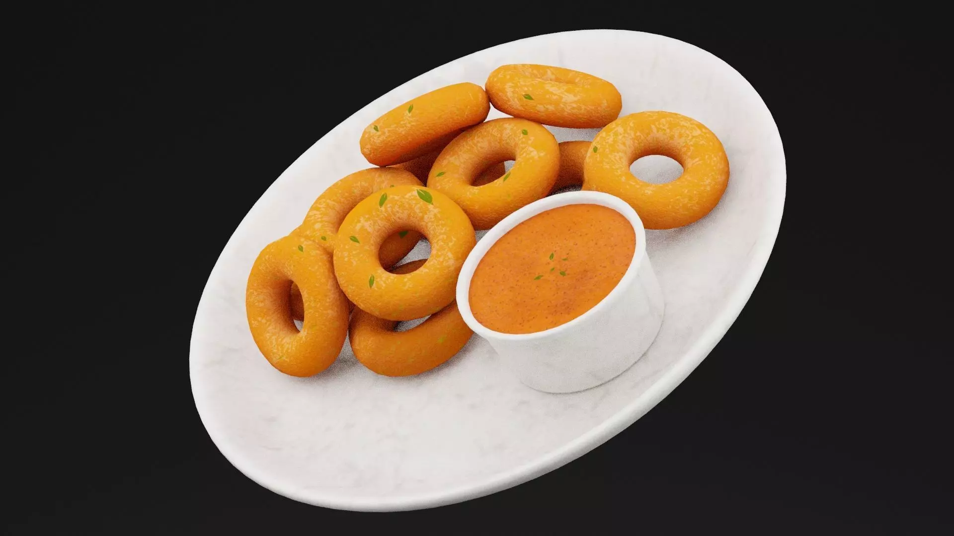 Onion Rings Platter Low-poly 3D model