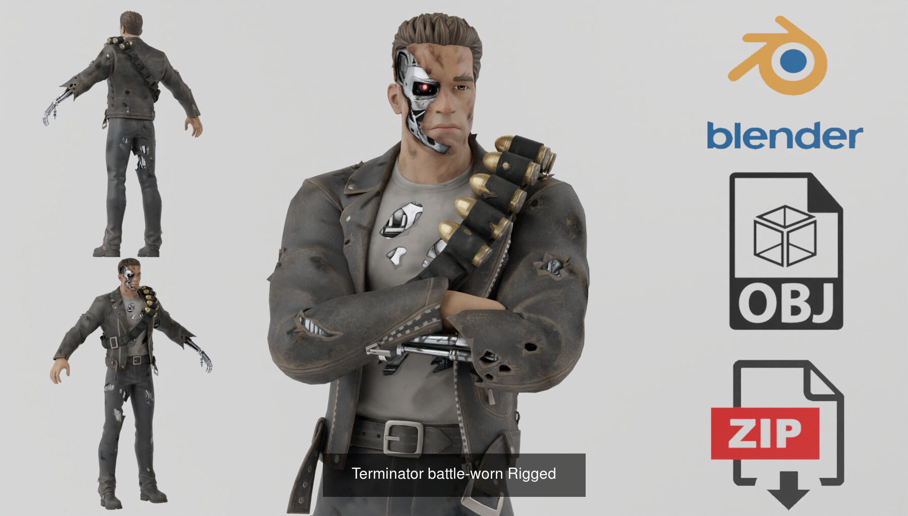 Terminator Characters T-800 Sarah Connor 3D Model Collection_3