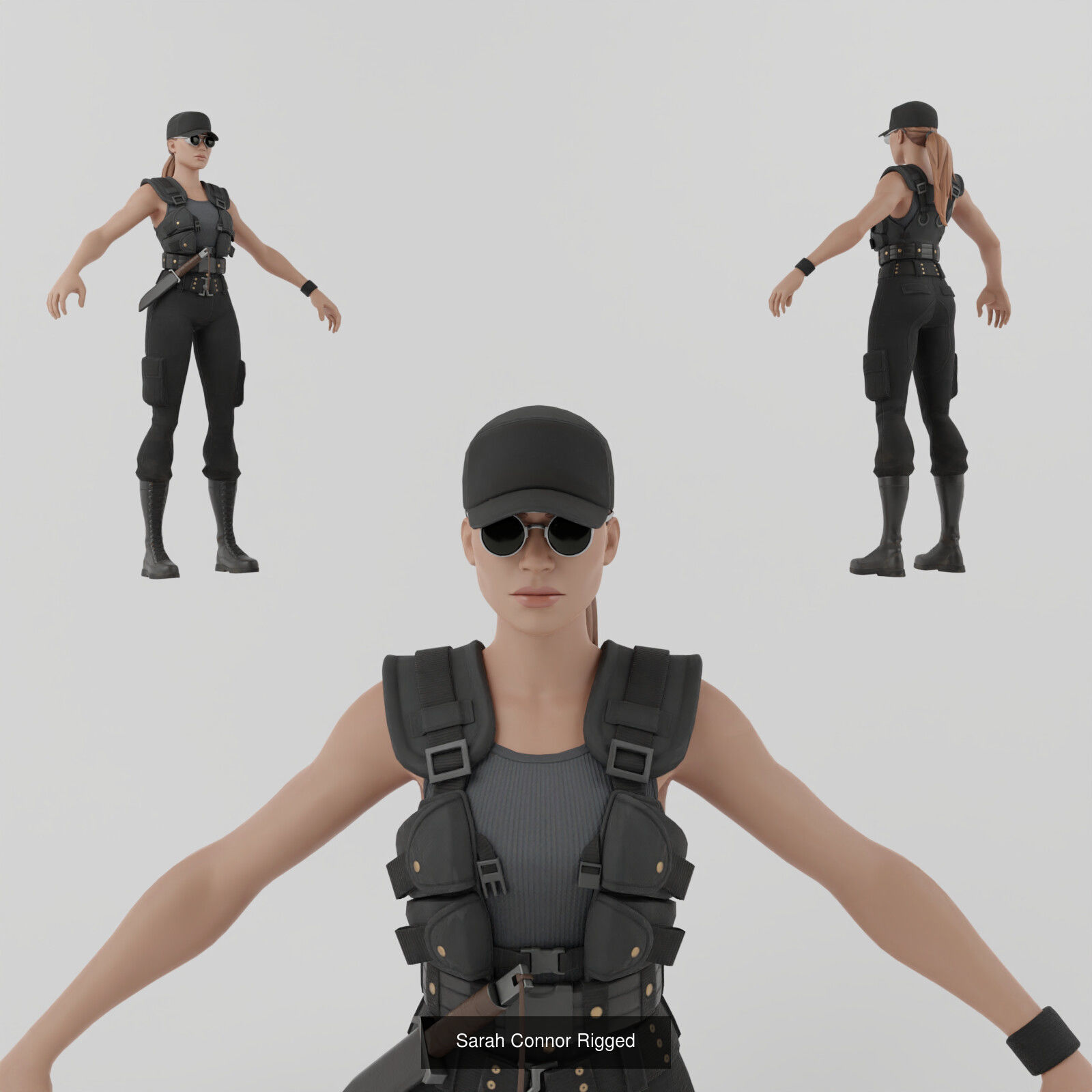 Terminator Characters T-800 Sarah Connor 3D Model Collection_4