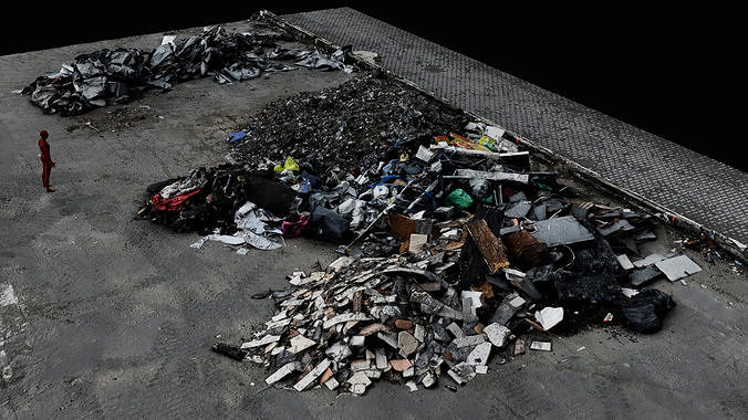 debris trash piles destroyed building ruins pt3 scan Low-poly 3D model