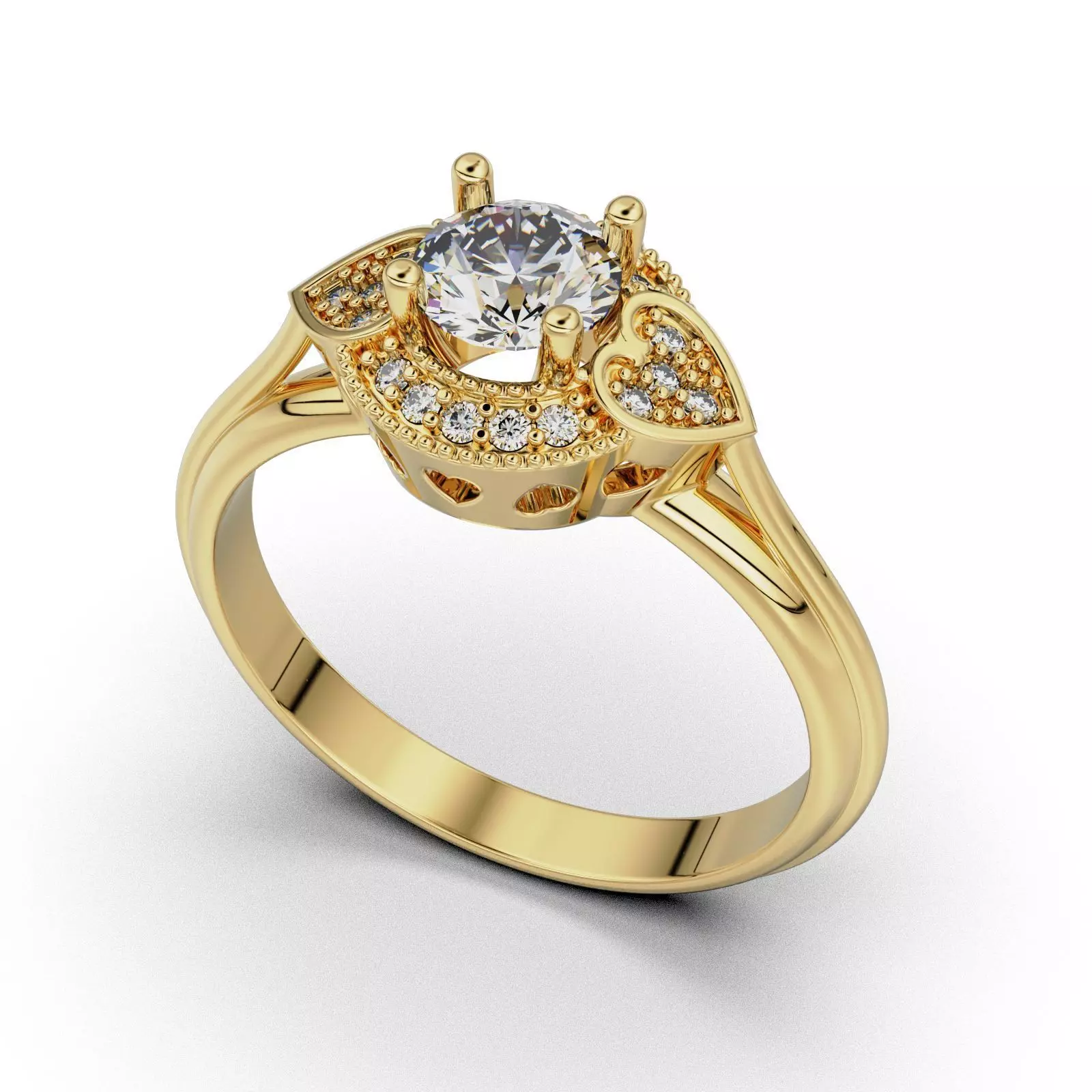 Heart Embrace Engagement Ring V2 3D print model