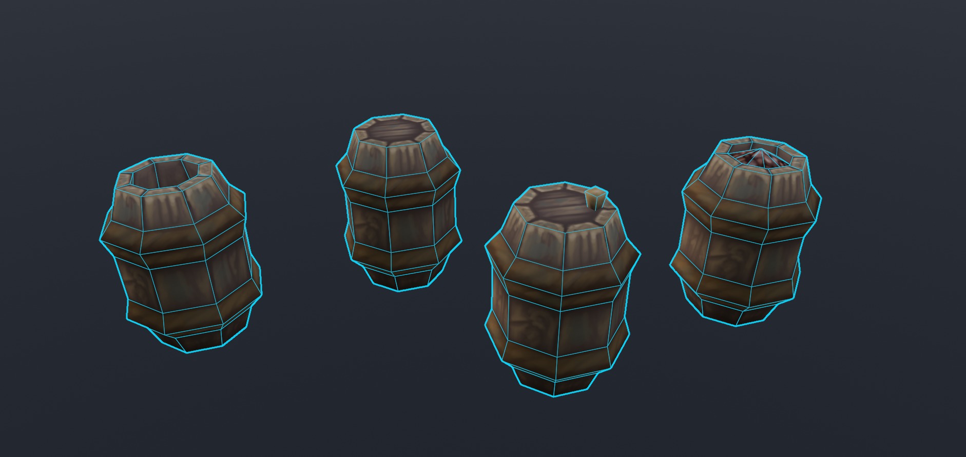 Hand Painted crates and barrels Low-poly 3D model_7