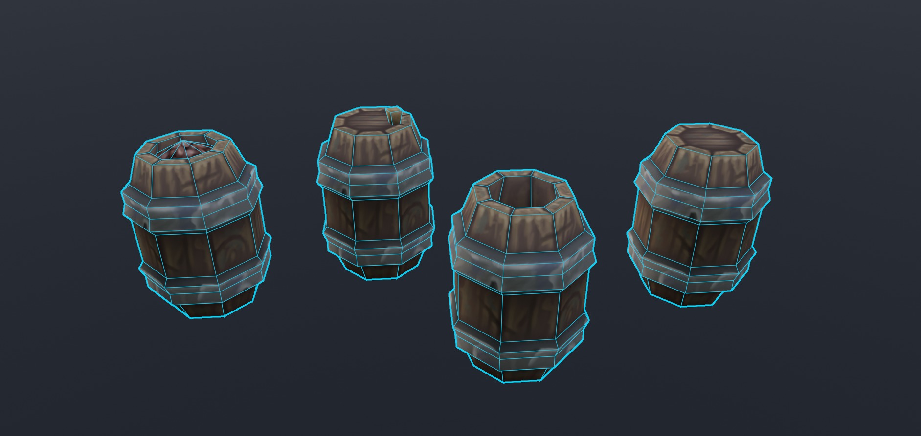 Hand Painted crates and barrels Low-poly 3D model_6