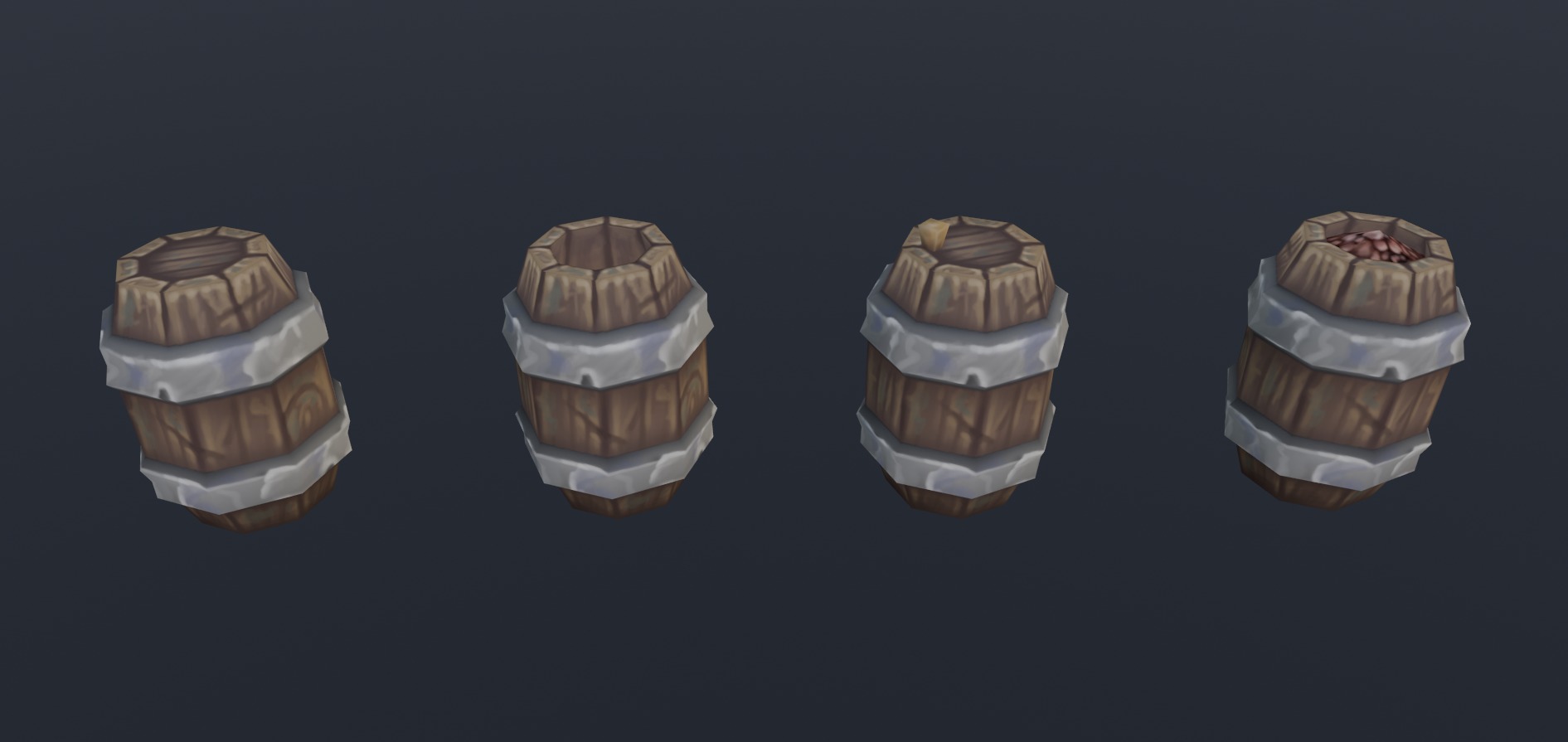 Hand Painted crates and barrels Low-poly 3D model_2