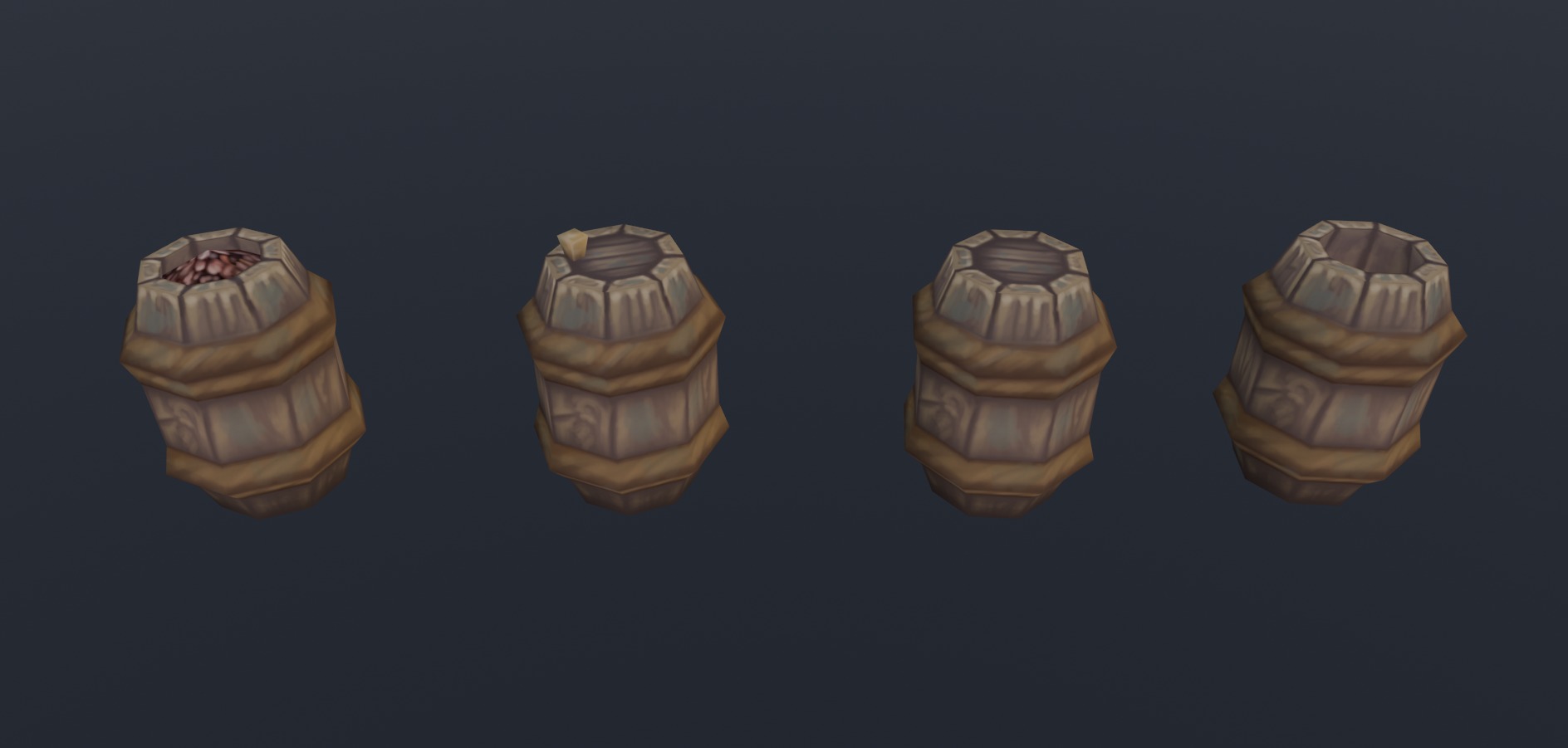 Hand Painted crates and barrels Low-poly 3D model_1