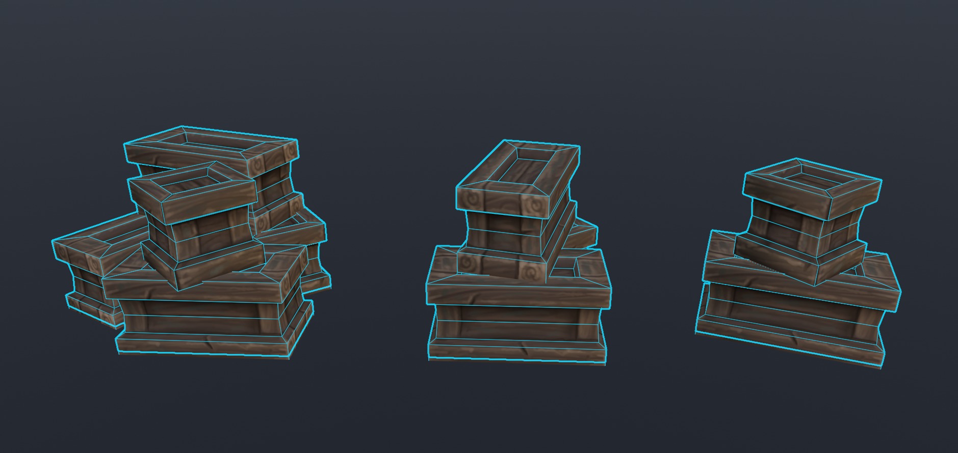 Hand Painted crates and barrels Low-poly 3D model_8