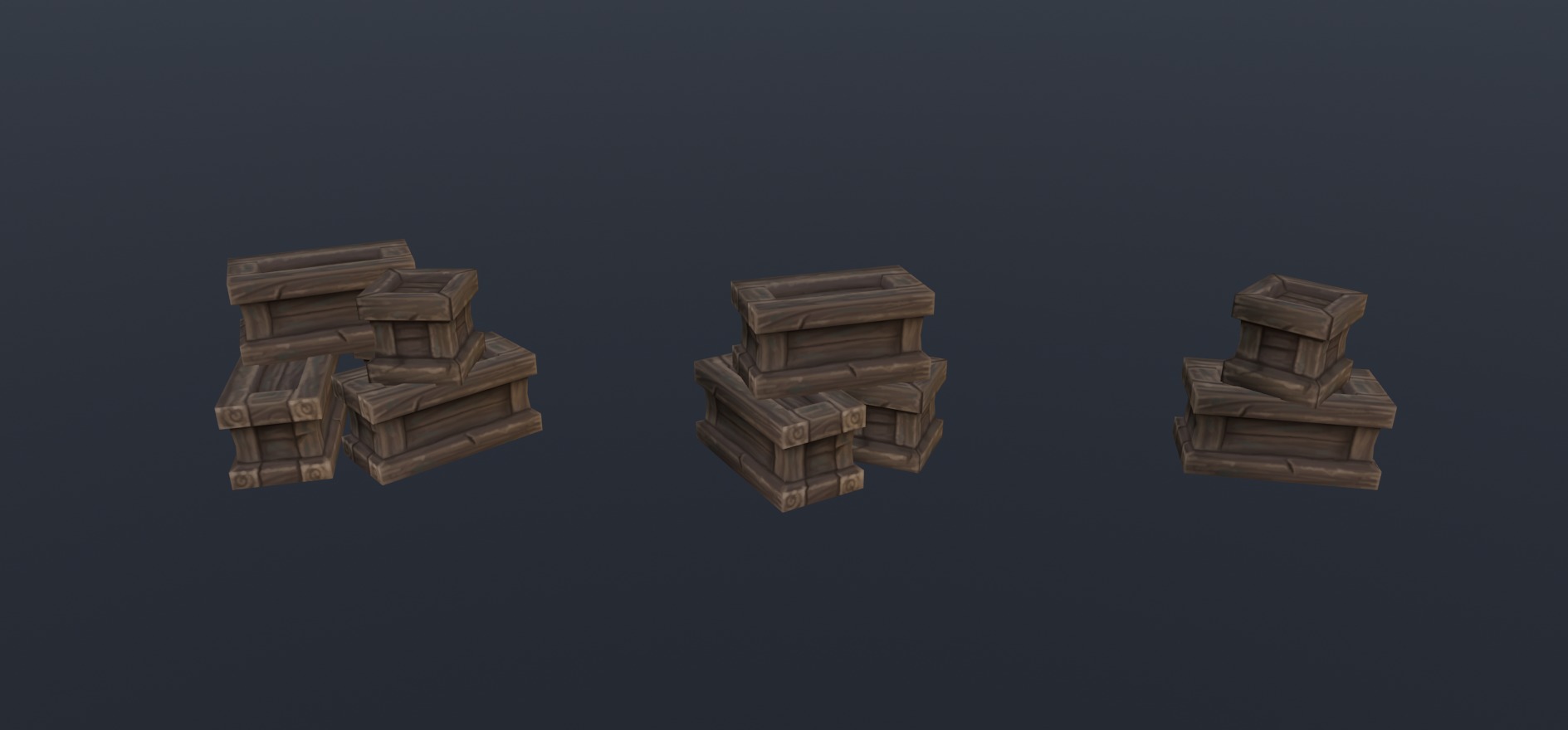 Hand Painted crates and barrels Low-poly 3D model_3