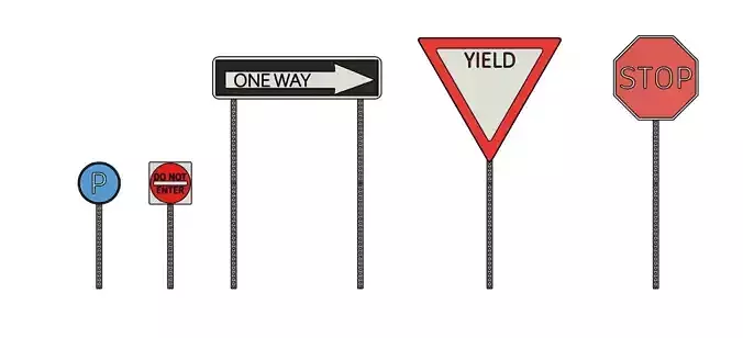 Low poly street signs pack