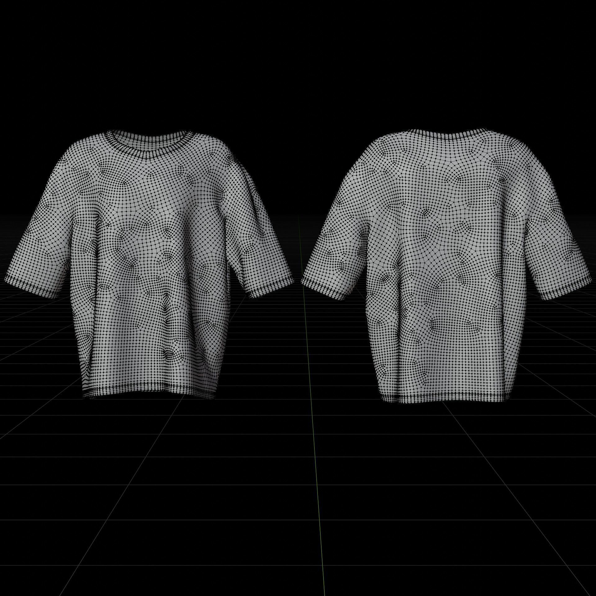 Men Stripes Short Sleeve T Shirt Grunge Harajuku Oversized Tee Low-poly 3D model_8