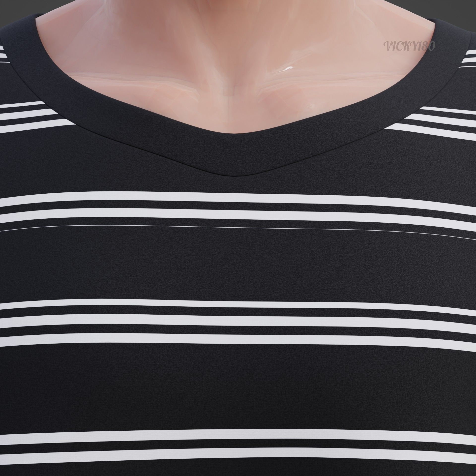 Men Stripes Short Sleeve T Shirt Grunge Harajuku Oversized Tee Low-poly 3D model_17