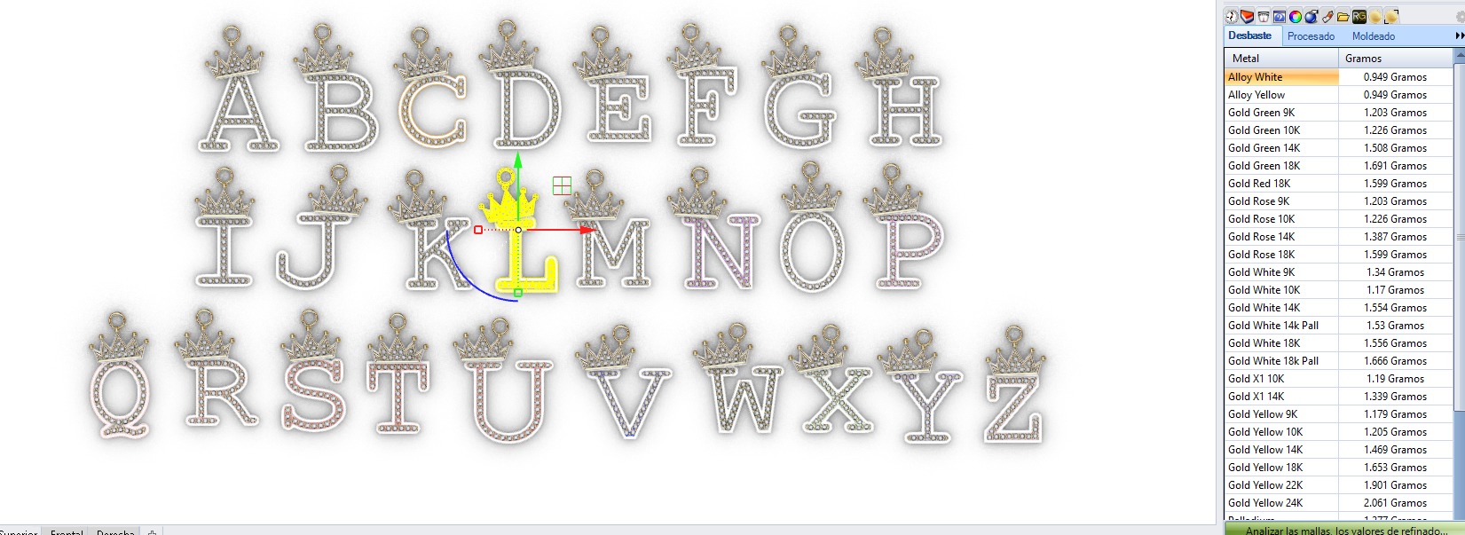 dijes- Colgantes paquete de abecedario con coronas  -v- 3D print model_18