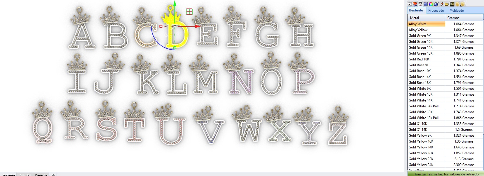 dijes- Colgantes paquete de abecedario con coronas  -v- 3D print model_28