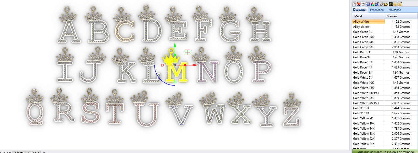 dijes- Colgantes paquete de abecedario con coronas  -v- 3D print model_17