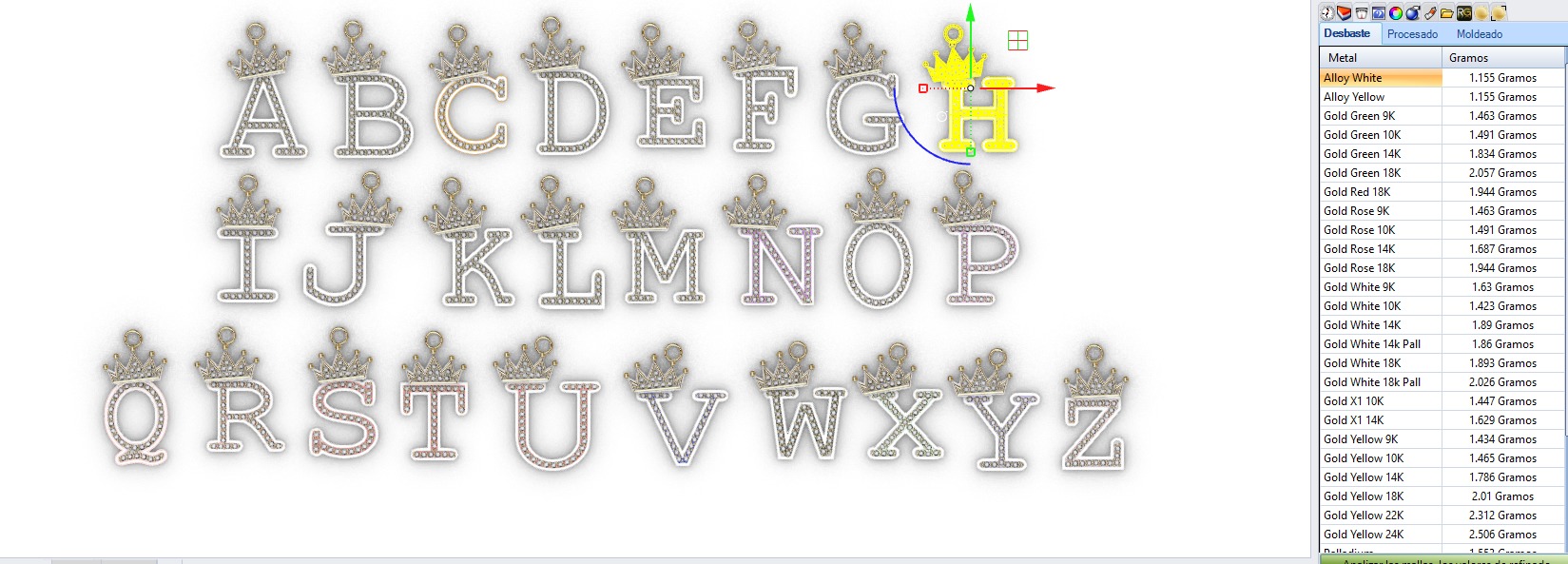 dijes- Colgantes paquete de abecedario con coronas  -v- 3D print model_26