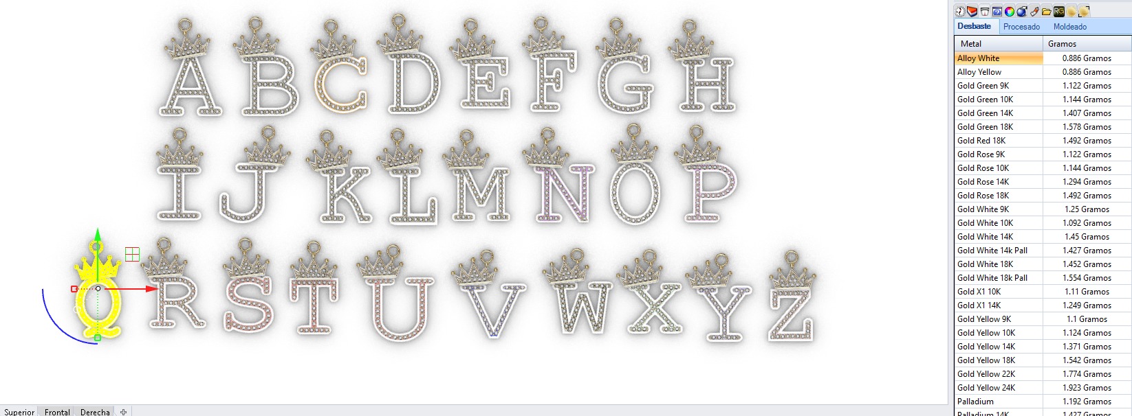 dijes- Colgantes paquete de abecedario con coronas  -v- 3D print model_20