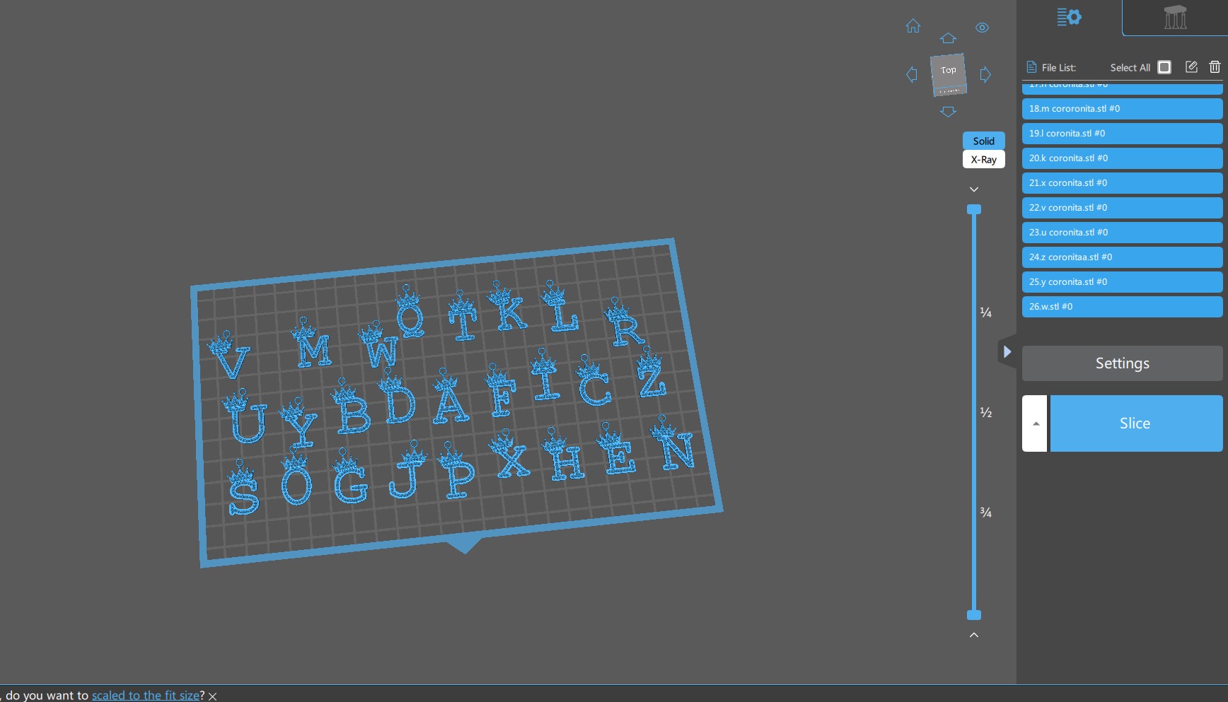 dijes- Colgantes paquete de abecedario con coronas  -v- 3D print model_33