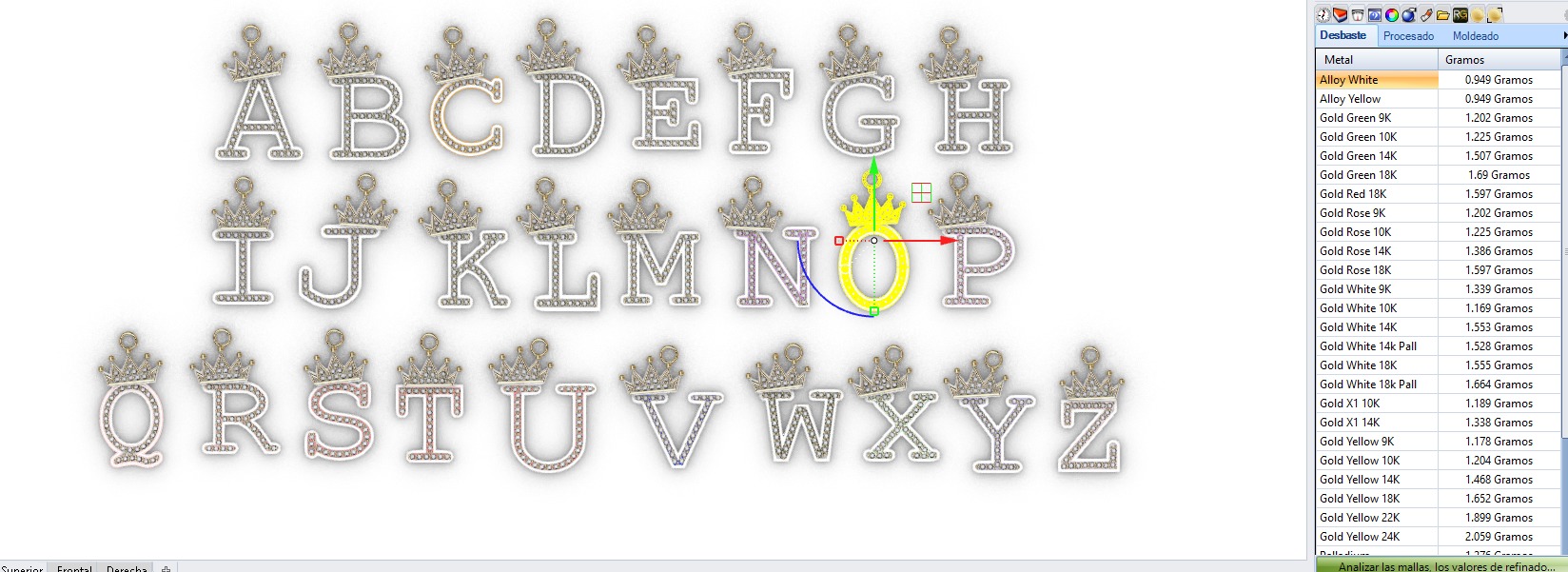 dijes- Colgantes paquete de abecedario con coronas  -v- 3D print model_22