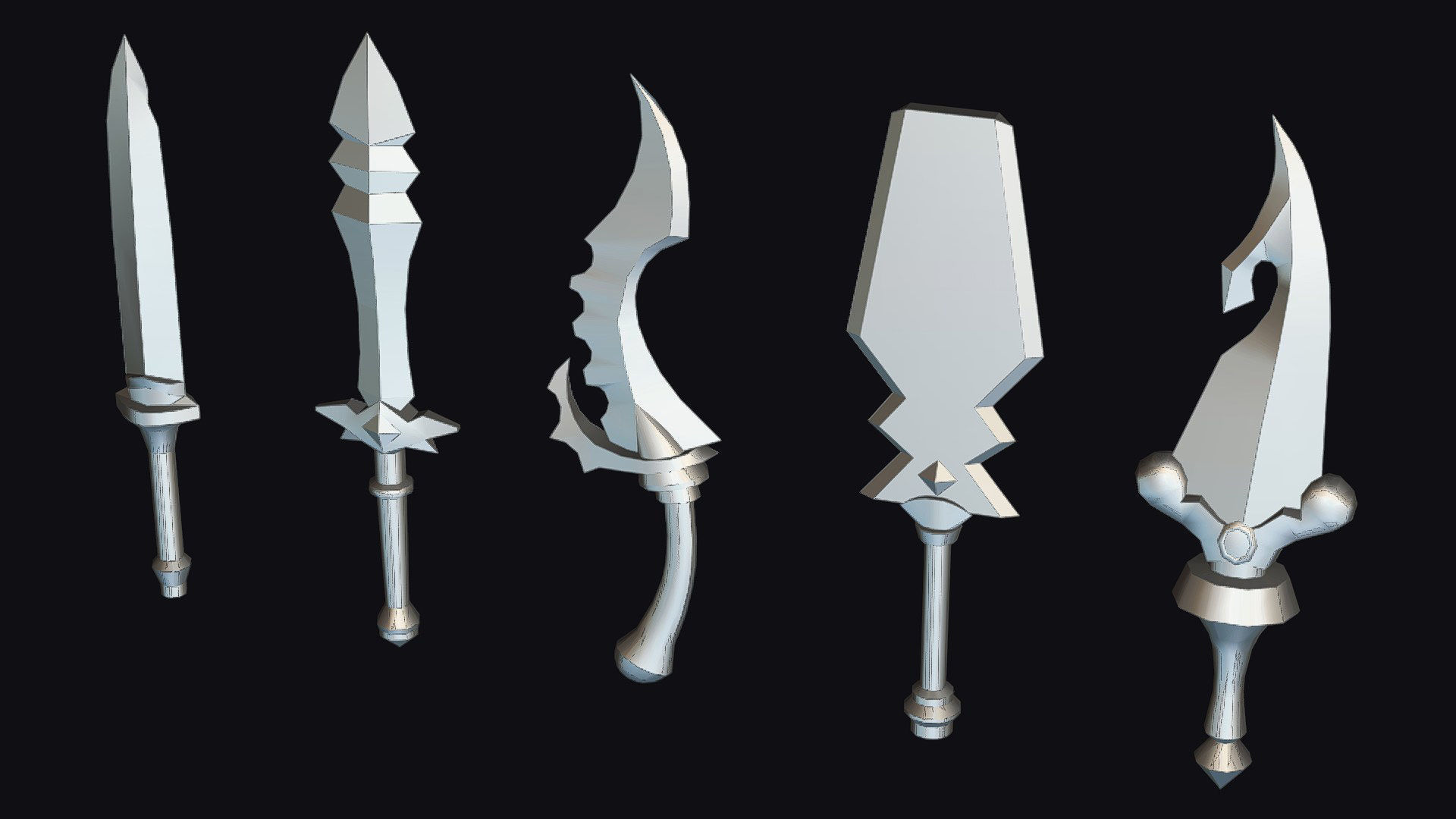 Dagger Edged Weapon Cartoon Medieval Melee Knife Iron Blade Low-poly 3D model_17