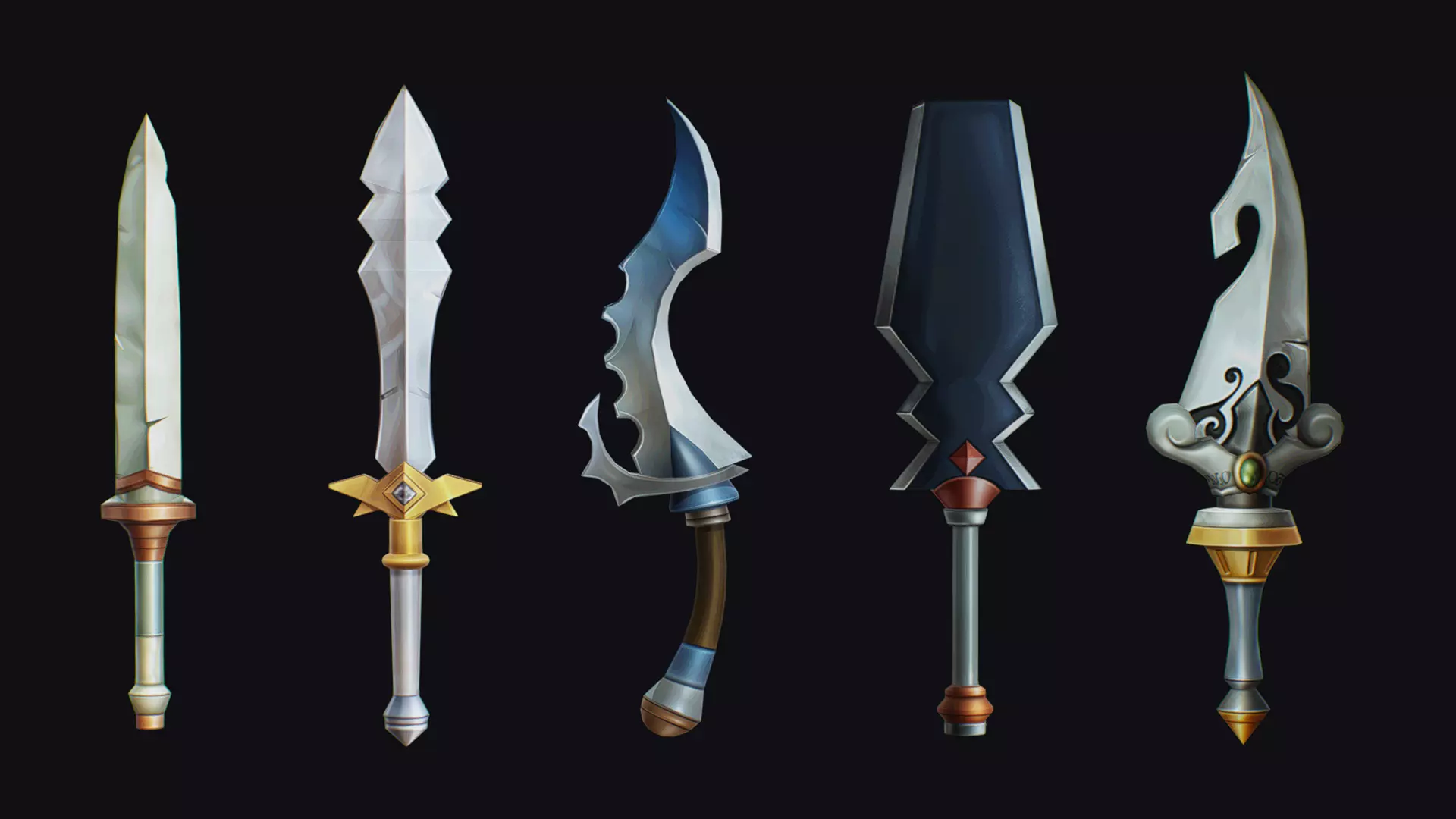 Dagger Edged Weapon Cartoon Medieval Melee Knife Iron Blade Low-poly 3D model_0