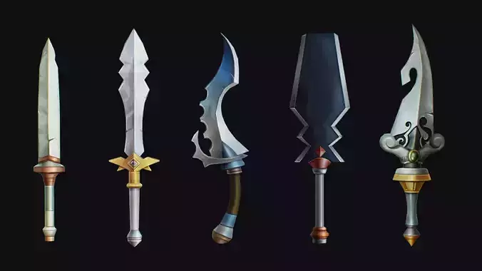 Dagger Edged Weapon Cartoon Medieval Melee Knife Iron Blade Low-poly 3D model