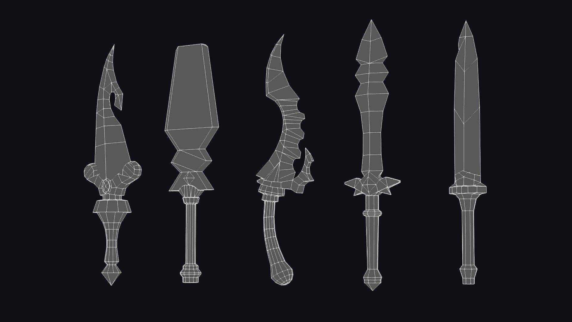 Dagger Edged Weapon Cartoon Medieval Melee Knife Iron Blade Low-poly 3D model_13