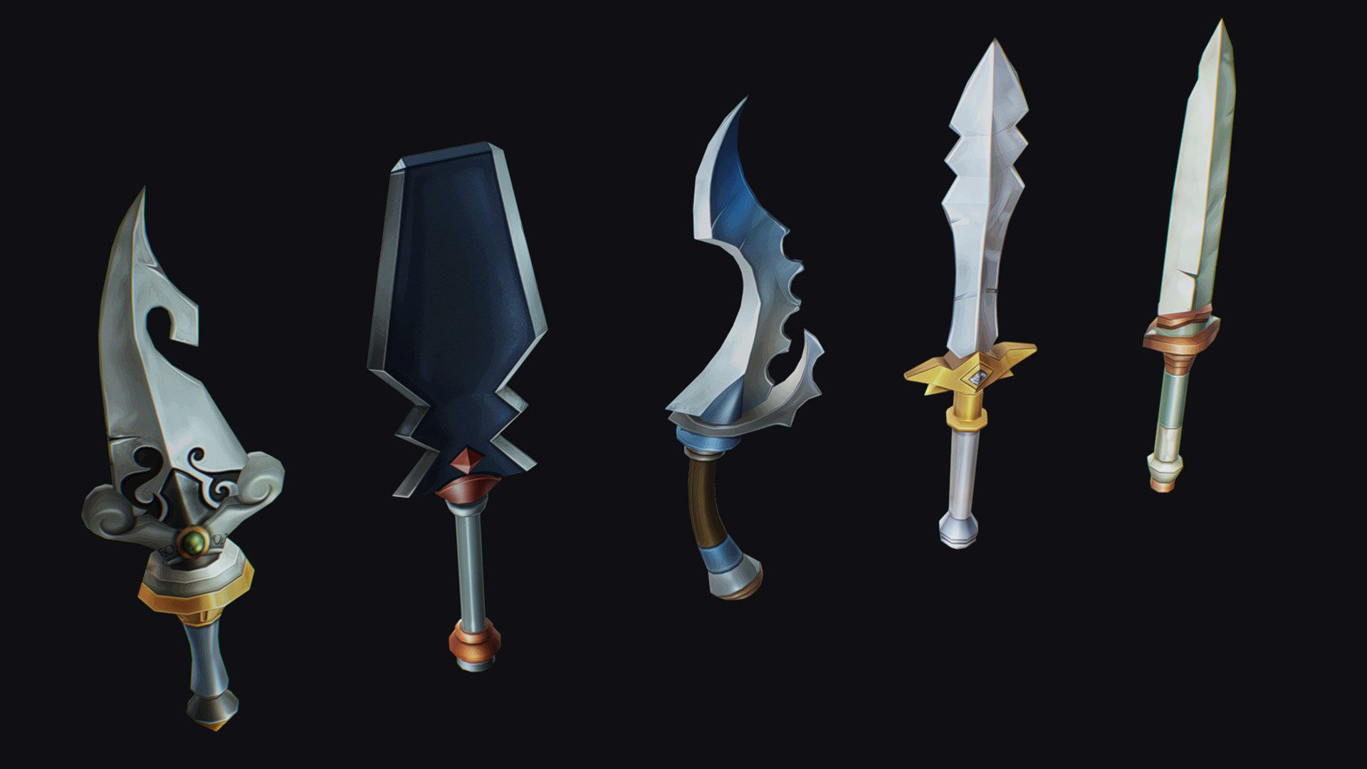 Dagger Edged Weapon Cartoon Medieval Melee Knife Iron Blade Low-poly 3D model_6