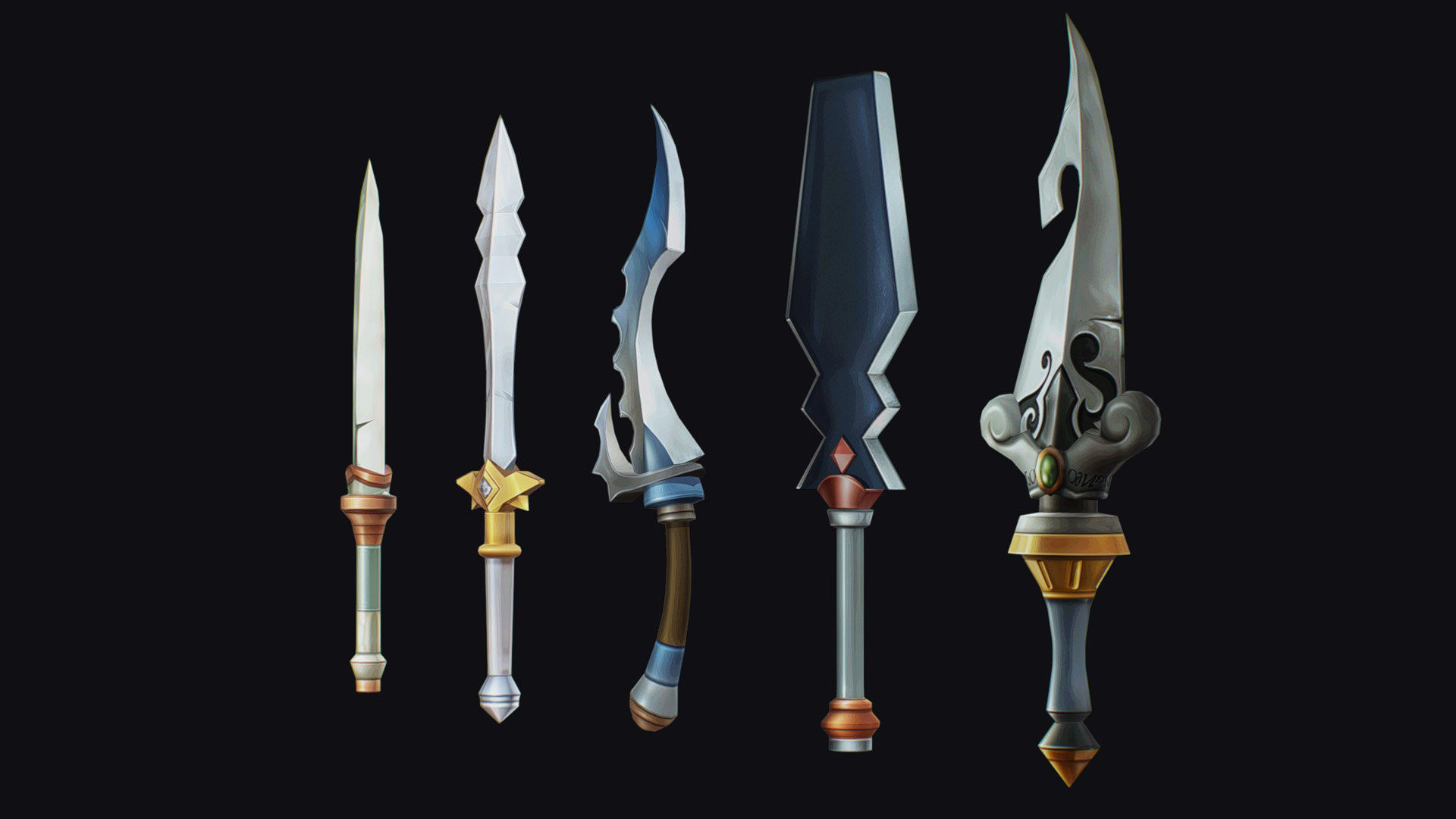 Dagger Edged Weapon Cartoon Medieval Melee Knife Iron Blade Low-poly 3D model_3