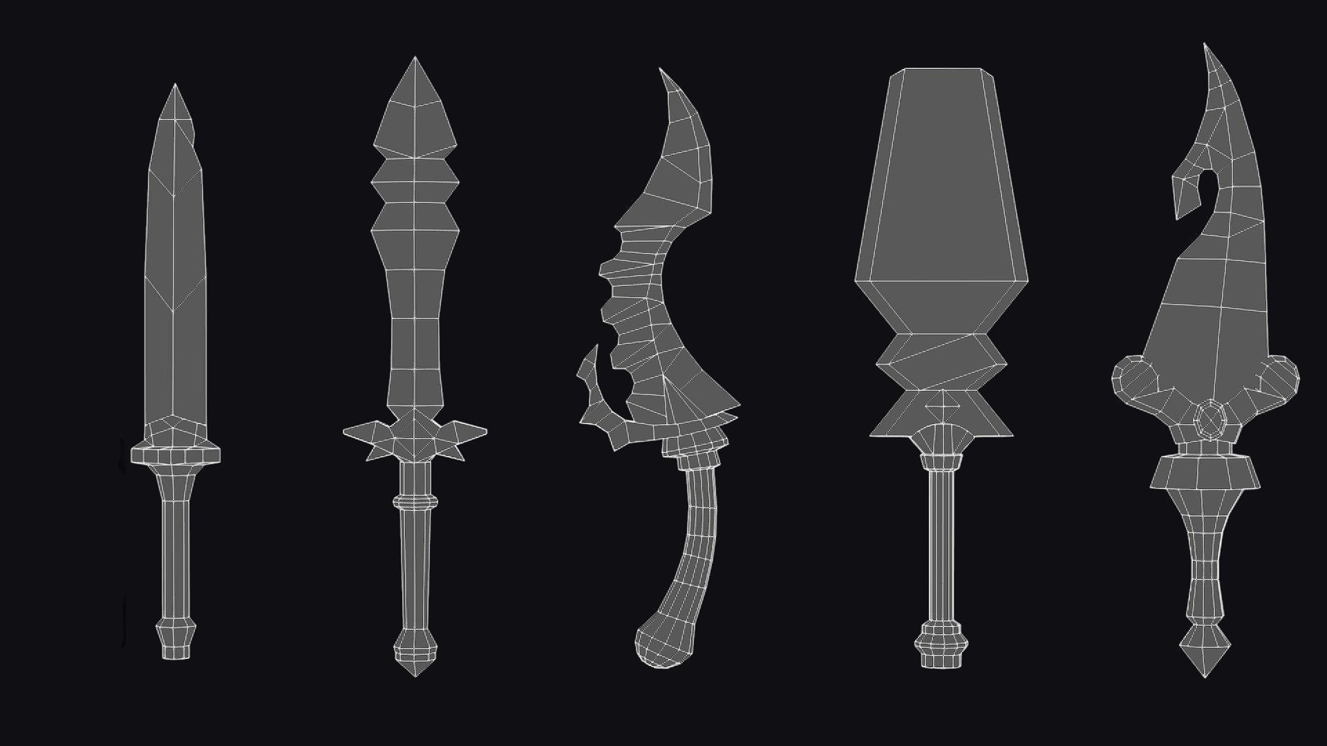 Dagger Edged Weapon Cartoon Medieval Melee Knife Iron Blade Low-poly 3D model_12