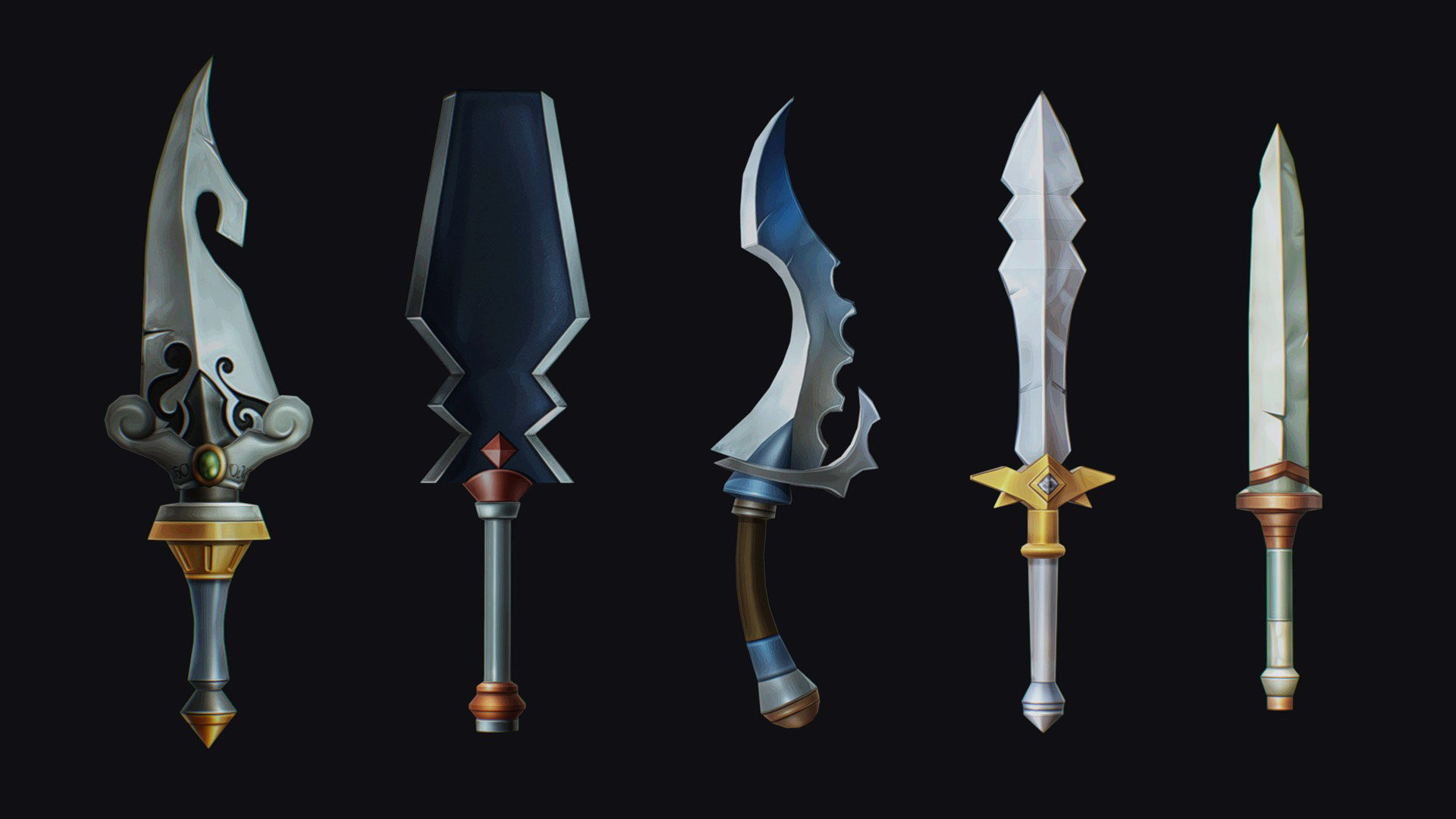 Dagger Edged Weapon Cartoon Medieval Melee Knife Iron Blade Low-poly 3D model_5