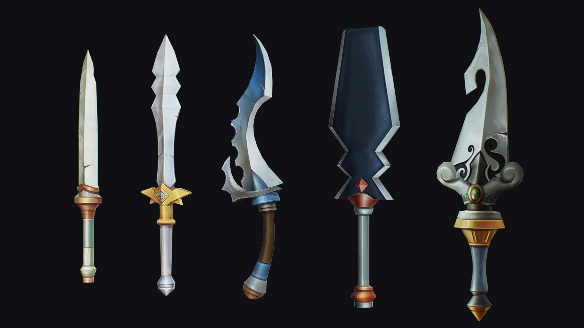 Dagger Edged Weapon Cartoon Medieval Melee Knife Iron Blade Low-poly 3D model_2