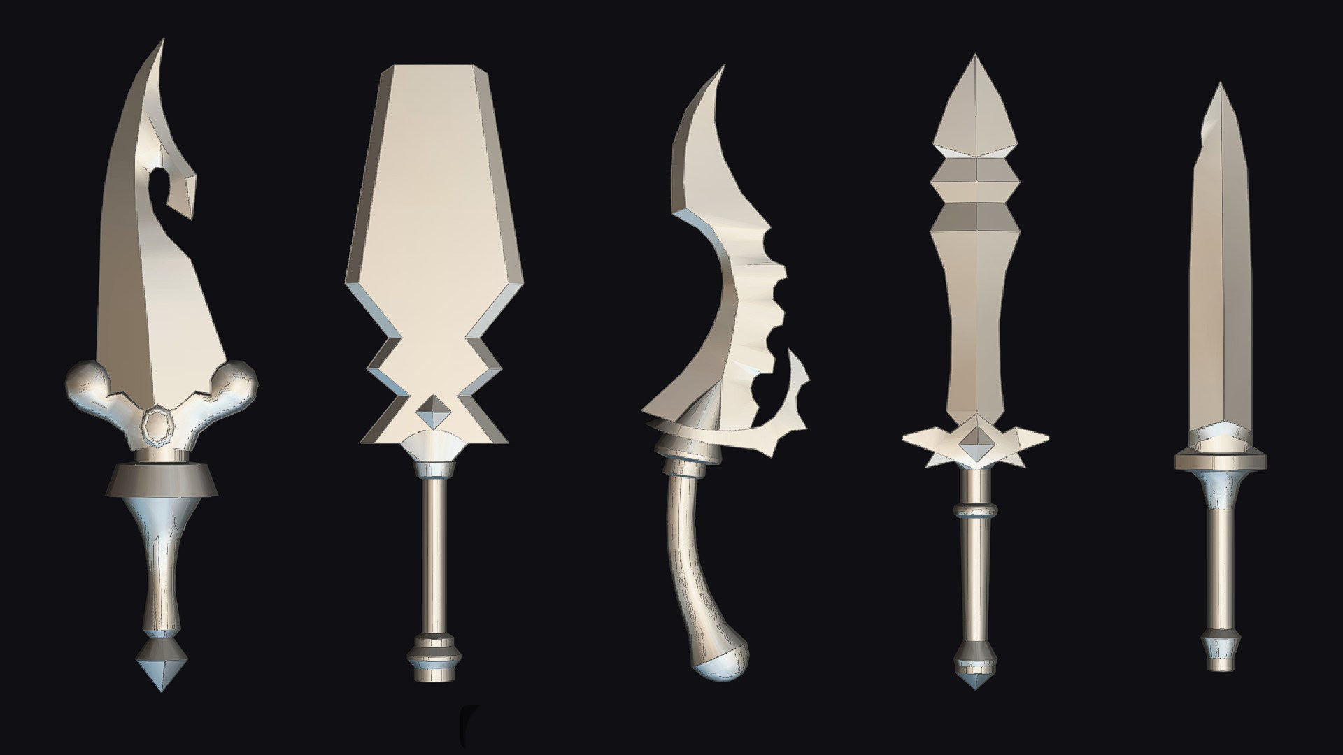 Dagger Edged Weapon Cartoon Medieval Melee Knife Iron Blade Low-poly 3D model_15