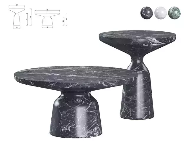 Bell Marble Side Tables 3D model