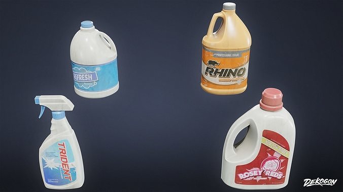LAUNDROMAT - Household Bottles 01 - LOW POLY AND NANITE Low-poly 3D model