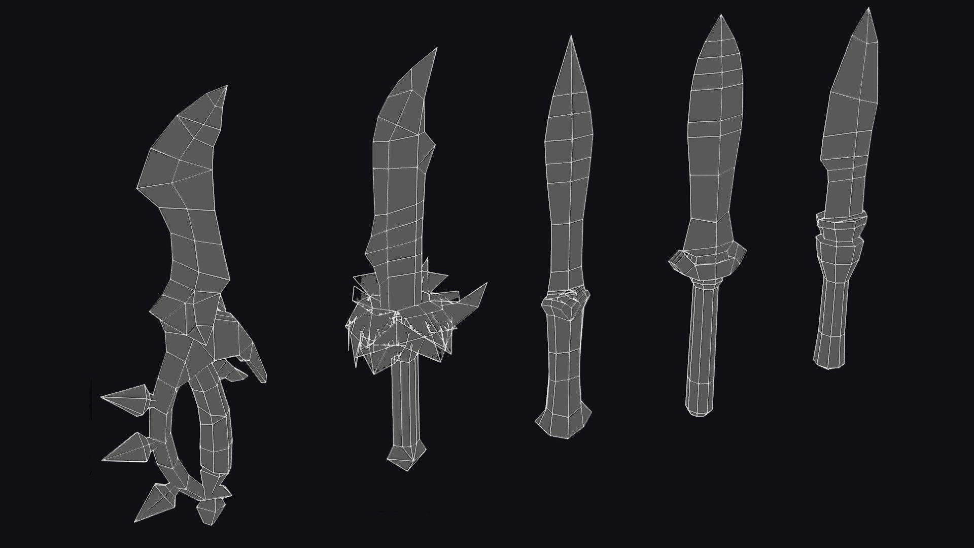 Dagger Edged Weapon Cartoon Medieval Melee Knife Iron Blade Low-poly 3D model_16