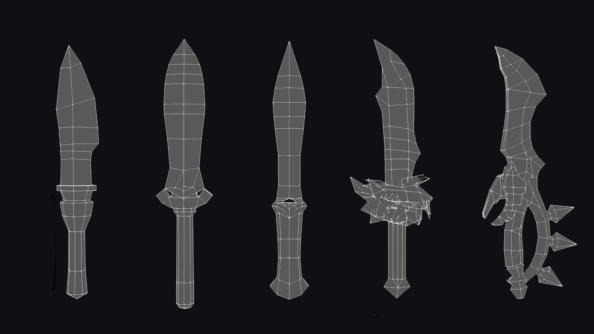 Dagger Edged Weapon Cartoon Medieval Melee Knife Iron Blade Low-poly 3D model_14