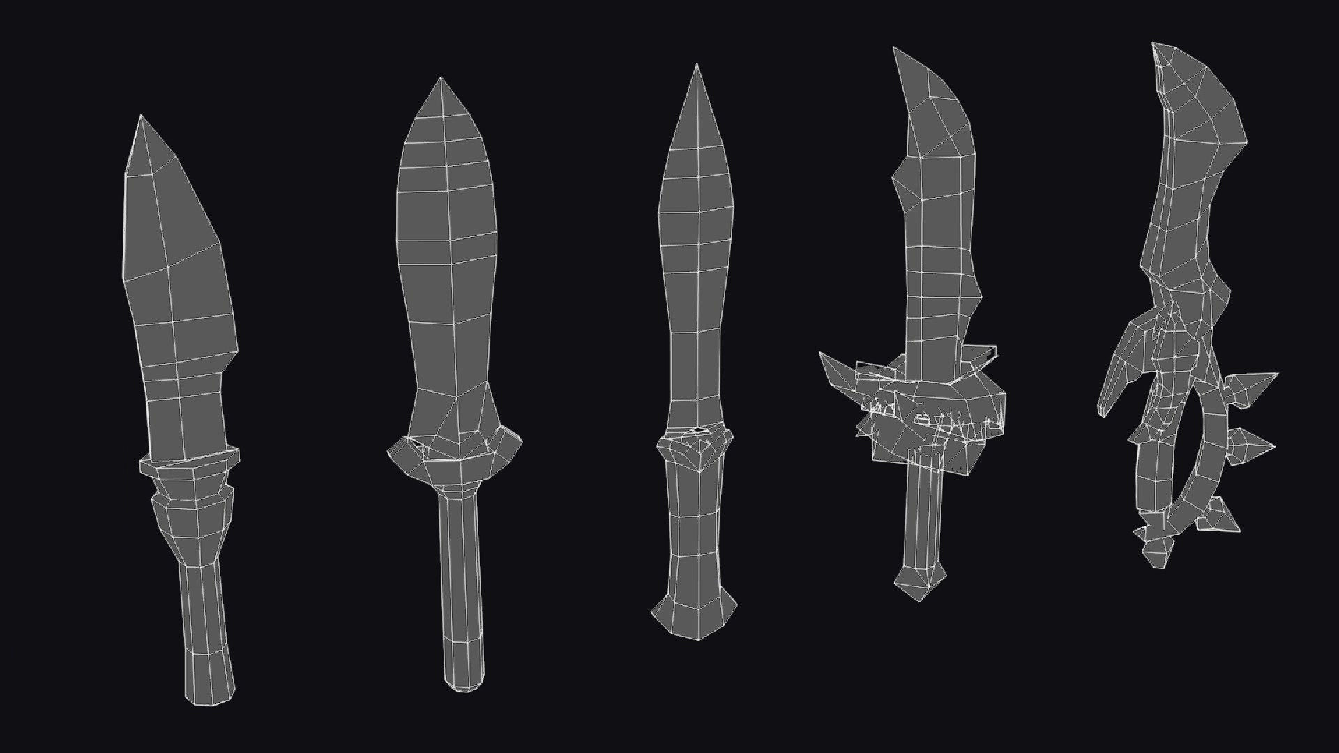 Dagger Edged Weapon Cartoon Medieval Melee Knife Iron Blade Low-poly 3D model_15