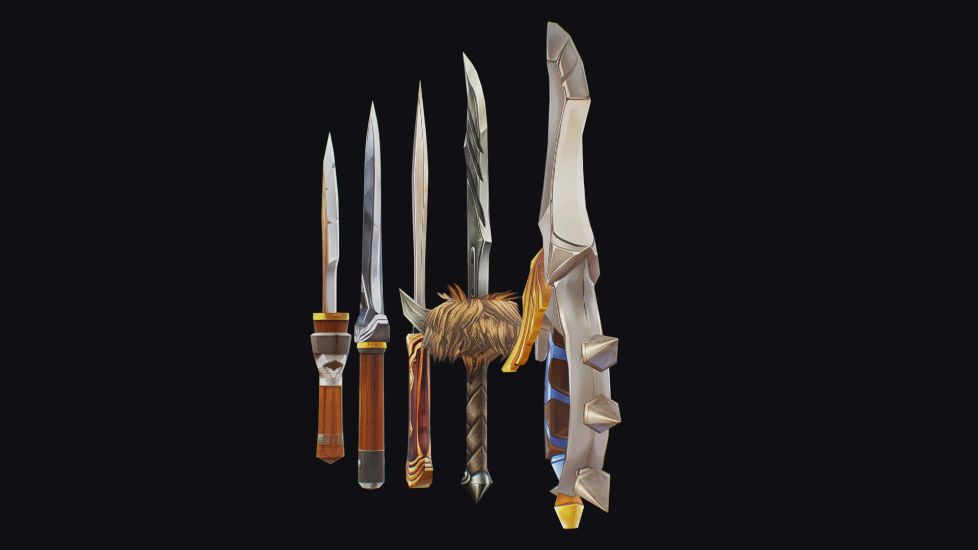 Dagger Edged Weapon Cartoon Medieval Melee Knife Iron Blade Low-poly 3D model_5