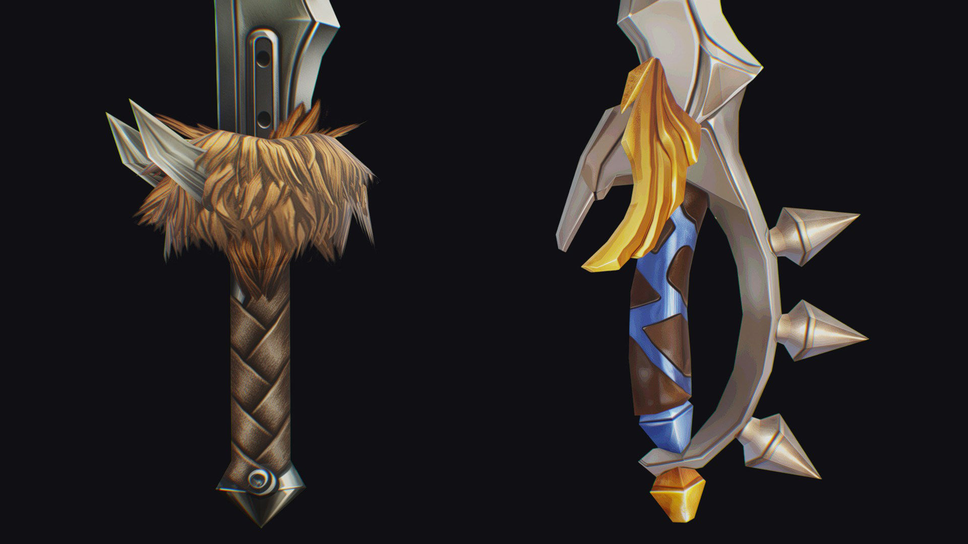 Dagger Edged Weapon Cartoon Medieval Melee Knife Iron Blade Low-poly 3D model_12