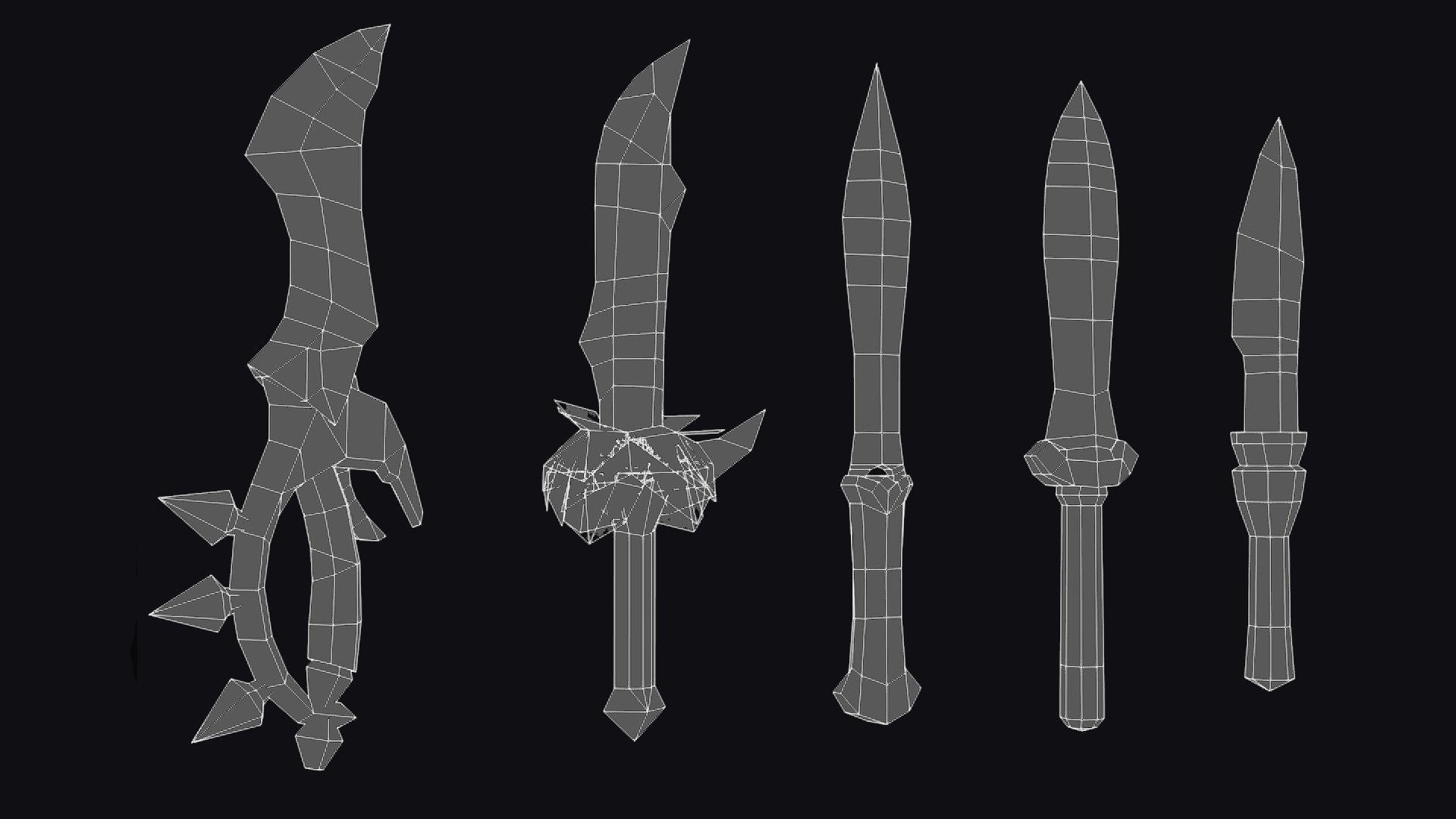 Dagger Edged Weapon Cartoon Medieval Melee Knife Iron Blade Low-poly 3D model_17