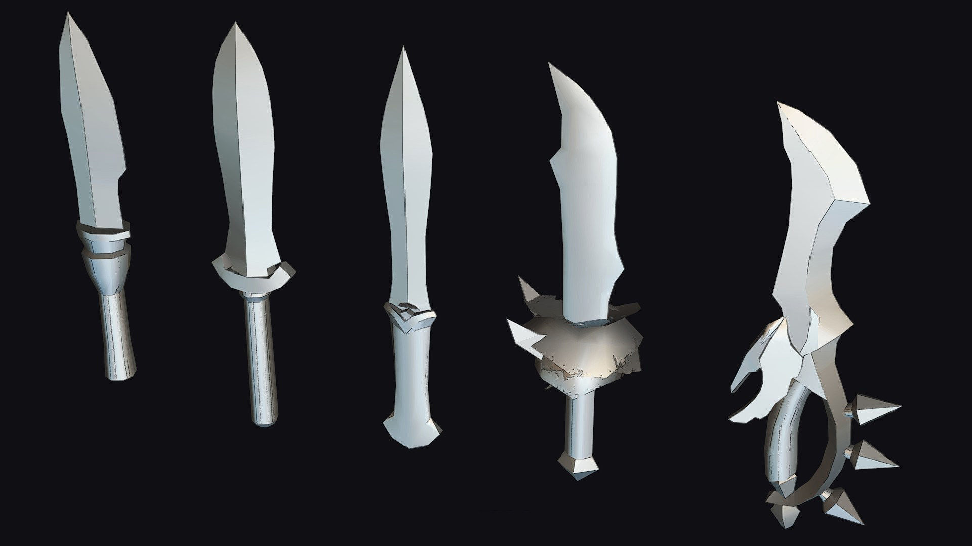 Dagger Edged Weapon Cartoon Medieval Melee Knife Iron Blade Low-poly 3D model_20